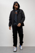 Купить Куртка спортивная мужская весенняя с капюшоном черного цвета 88032Ch, фото 14