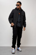 Купить Куртка спортивная мужская весенняя с капюшоном черного цвета 88032Ch, фото 15