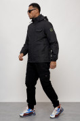 Купить Куртка спортивная мужская весенняя с капюшоном черного цвета 88032Ch, фото 2