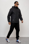 Купить Куртка спортивная мужская весенняя с капюшоном черного цвета 88032Ch, фото 3