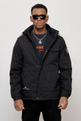 Купить Куртка спортивная мужская весенняя с капюшоном черного цвета 88032Ch, фото 5