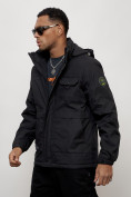Купить Куртка спортивная мужская весенняя с капюшоном черного цвета 88032Ch, фото 6