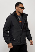 Купить Куртка спортивная мужская весенняя с капюшоном черного цвета 88032Ch, фото 7