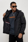 Купить Куртка спортивная мужская весенняя с капюшоном черного цвета 88032Ch, фото 8