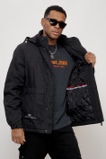 Купить Куртка спортивная мужская весенняя с капюшоном черного цвета 88032Ch, фото 9