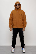 Купить Куртка спортивная мужская весенняя с капюшоном горчичного цвета 88032G, фото 10