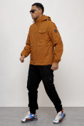 Купить Куртка спортивная мужская весенняя с капюшоном горчичного цвета 88032G, фото 13