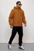 Купить Куртка спортивная мужская весенняя с капюшоном горчичного цвета 88032G, фото 14