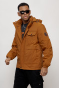 Купить Куртка спортивная мужская весенняя с капюшоном горчичного цвета 88032G, фото 2