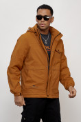 Купить Куртка спортивная мужская весенняя с капюшоном горчичного цвета 88032G, фото 3