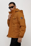 Купить Куртка спортивная мужская весенняя с капюшоном горчичного цвета 88032G, фото 6