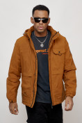 Купить Куртка спортивная мужская весенняя с капюшоном горчичного цвета 88032G, фото 7