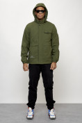 Купить Куртка спортивная мужская весенняя с капюшоном цвета хаки 88032Kh, фото 12