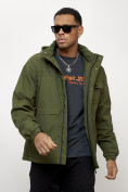 Купить Куртка спортивная мужская весенняя с капюшоном цвета хаки 88032Kh, фото 2
