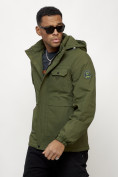 Купить Куртка спортивная мужская весенняя с капюшоном цвета хаки 88032Kh, фото 3