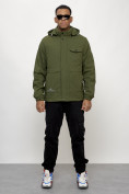 Купить Куртка спортивная мужская весенняя с капюшоном цвета хаки 88032Kh, фото 8
