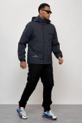 Купить Куртка спортивная мужская весенняя с капюшоном темно-синего цвета 88032TS, фото 3