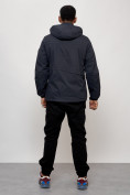 Купить Куртка спортивная мужская весенняя с капюшоном темно-синего цвета 88032TS, фото 4