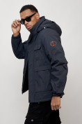 Купить Куртка спортивная мужская весенняя с капюшоном темно-синего цвета 88032TS, фото 8