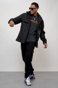Купить Куртка спортивная мужская весенняя с капюшоном черного цвета 88033Ch, фото 12
