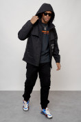Купить Куртка спортивная мужская весенняя с капюшоном черного цвета 88033Ch, фото 13