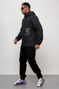 Купить Куртка спортивная мужская весенняя с капюшоном черного цвета 88033Ch, фото 2