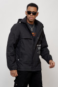 Купить Куртка спортивная мужская весенняя с капюшоном черного цвета 88033Ch, фото 8