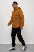 Купить Куртка спортивная мужская весенняя с капюшоном горчичного цвета 88033G