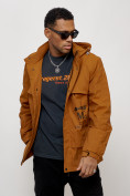 Купить Куртка спортивная мужская весенняя с капюшоном горчичного цвета 88033G, фото 11
