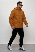 Купить Куртка спортивная мужская весенняя с капюшоном горчичного цвета 88033G, фото 2