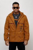 Купить Куртка спортивная мужская весенняя с капюшоном горчичного цвета 88033G, фото 4