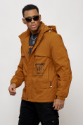 Купить Куртка спортивная мужская весенняя с капюшоном горчичного цвета 88033G, фото 5