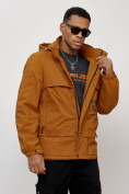 Купить Куртка спортивная мужская весенняя с капюшоном горчичного цвета 88033G, фото 6