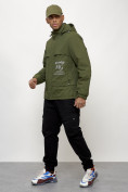 Купить Куртка спортивная мужская весенняя с капюшоном цвета хаки 88033Kh, фото 11