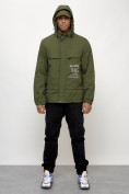 Купить Куртка спортивная мужская весенняя с капюшоном цвета хаки 88033Kh, фото 12