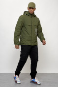 Купить Куртка спортивная мужская весенняя с капюшоном цвета хаки 88033Kh, фото 13