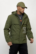 Купить Куртка спортивная мужская весенняя с капюшоном цвета хаки 88033Kh, фото 3