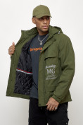 Купить Куртка спортивная мужская весенняя с капюшоном цвета хаки 88033Kh, фото 4