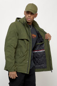 Купить Куртка спортивная мужская весенняя с капюшоном цвета хаки 88033Kh, фото 5