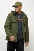 Купить Куртка спортивная мужская весенняя с капюшоном цвета хаки 88033Kh, фото 7