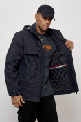 Купить Куртка спортивная мужская весенняя с капюшоном темно-синего цвета 88033TS, фото 9