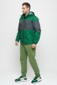 Купить Куртка спортивная мужская с капюшоном зеленого цвета 8808Z, фото 2