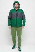 Купить Куртка спортивная мужская с капюшоном зеленого цвета 8808Z, фото 5