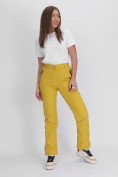 Купить Утепленные спортивные брюки женские горчичного цвета 88148G, фото 18