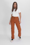 Купить Утепленные спортивные брюки женские коричневого цвета 88148K, фото 17