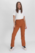 Купить Утепленные спортивные брюки женские коричневого цвета 88148K, фото 18