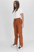Купить Утепленные спортивные брюки женские коричневого цвета 88148K, фото 2