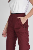 Купить Утепленные спортивные брюки женские бордового цвета 88149Bo, фото 15