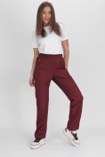 Купить Утепленные спортивные брюки женские бордового цвета 88149Bo, фото 16
