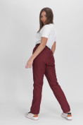 Купить Утепленные спортивные брюки женские бордового цвета 88149Bo, фото 17
